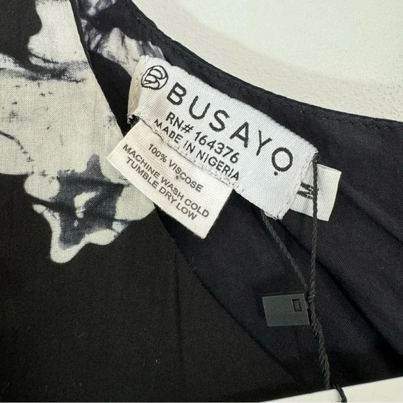 BUSAYO Ropo Splatter Print Tiered Ruffle Maxi Dress Black Size M NWT - Picture 13 of 15